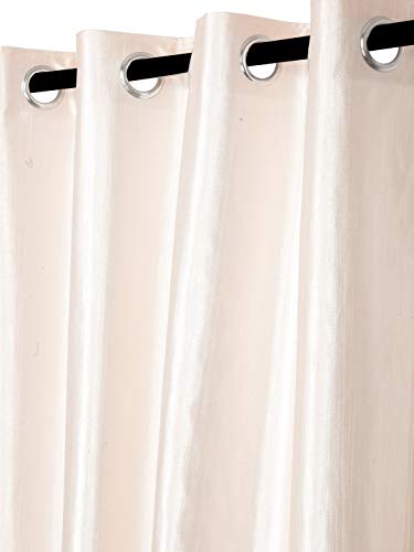 Image of Home Sizzler Polyester 3 Piece Window Curtain Set, 5 feet (2 Purple, 1 Cream)