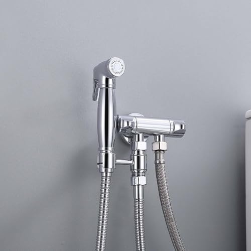 Ducha bidet para WC de latón robusto con grifo de control dual montado en la pared 3