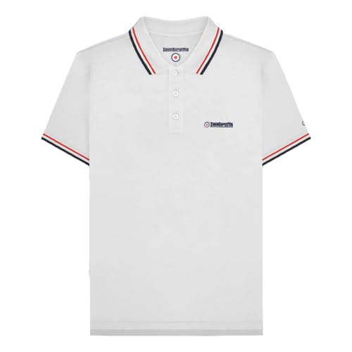 Lambretta Mens Twin Tipped Polo Shirt - White (Red/Navy) - M