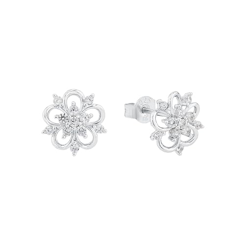 Amor 925 Sterling Silber Damen Schmuck, mit Zirkonia synth., Silber, Blume, Kommt in Schmuck Geschenk Box.