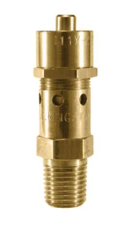 Kingston 111X-2-100 Cryogenic Safety Relief Valve, 1/4" NPT, 100 PSI Pop-Off Pressure, Brass Body with Stainless Steel Spring & Ball for Liquid Nitrogen, Liquid Oxygen, Argon & Compressed Air Systems