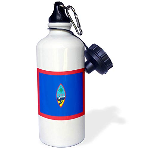 3dRose Guam Flag-Sports Water Bottle, 21 oz, White