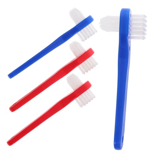 Veemoon 4 piezas Cepillo Dental Portátil para Dentaduras Cepillo Doble Cara Suave para Limpieza Juego de Cuidado Oral Diario y para Encías Sensibles