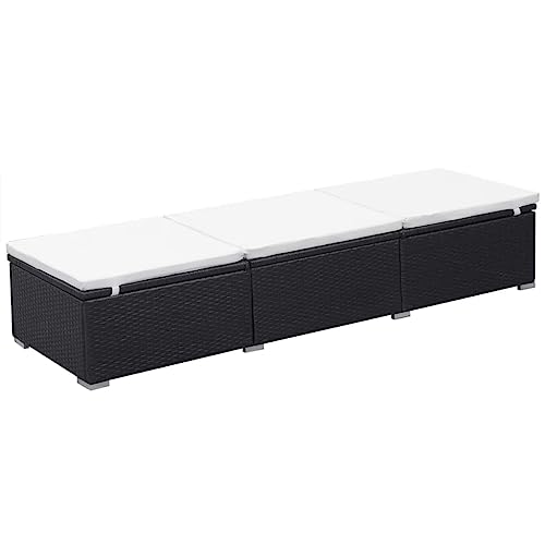 vidaXL Chaise Longue d'Extérieur Résine Tressée Noir/Blanc Transat Chilienne