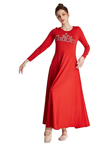 Robe de danse ample Myrisam rouge taille S pour adulte à manches longues - 4