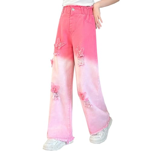 SANGTREE Girls Wide Leg Jeans Elastic Waist Denim Pants Baggy Jeans for Girls, 6-14 Years2