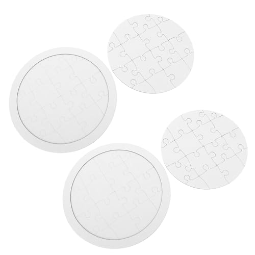BESTonZON 4セット ぬりえパズル 空の丸型ジグソーパズル 向けクラフト用 ペイント可能な空ピース 簡単立 知育 手作りアート素材
