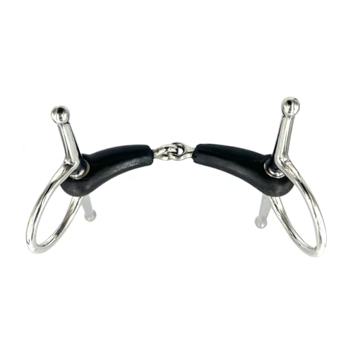 Equine Smile ES0104 Gebiss Knebeltrense Schenkeltrense Einfach Gebrochen mit Gummi aus Edelstahl 21 mm (13.5 cm)