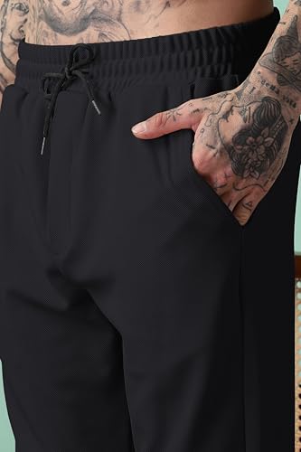 Image of SWADESI STUFF Men Mid-Rise Straight Fit Track Pants for Men | Stretchable Gym Wear Joggers | Casual Sports Track Pant with Pockets & Drawstring