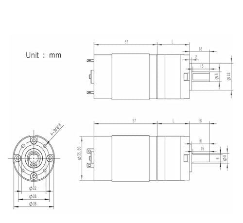Moteur planétaire à balais de carbone 36-555 DC 12V 24V 120rpm pour vos projets de robotique - 7
