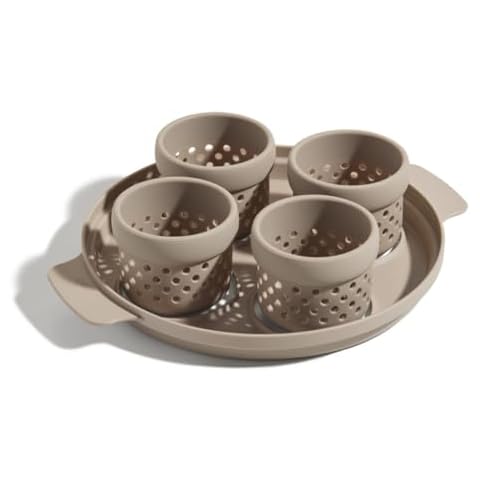 Our Place Silicone Egg Poacher Add-On - Easy-Use Poaching Set | Fail-Proof Water Bath Design | Includes Sturdy Nylon Platter & Perforated Cups | BPA-Free, Dishwasher Safe | Steam Cover