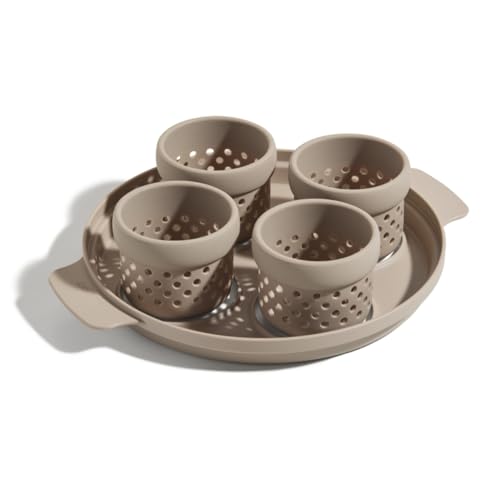 Our Place Silicone Egg Poacher Add-On - Easy-Use Poaching Set | Fail-Proof Water Bath Design | Includes Sturdy Nylon Platter & Perforated Cups | BPA-Free, Dishwasher Safe | Steam