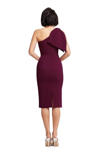 Image of Dress the Population Womens Tiffany One Shoulder Bow Detail Midi Sheath Dress