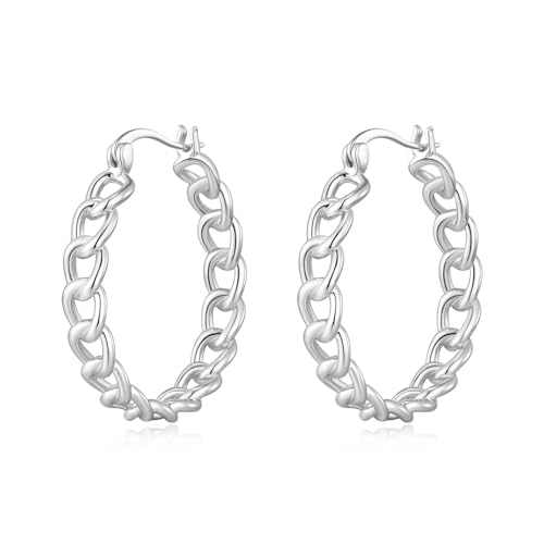 Image of Philip Jones Silver Plated Link Hoop Earrings