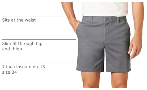 Amazon Essentials Men's 7" Cotton Blend Stretch Chino Shorts, Charcoal, 29 by Amazon Essentials - Used condition - Image 4