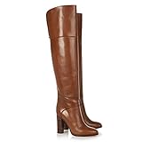 TIKENBST High Heels Damen Large Size Brown Dick High Heel Overknee Stiefel Winter,Brown-34
