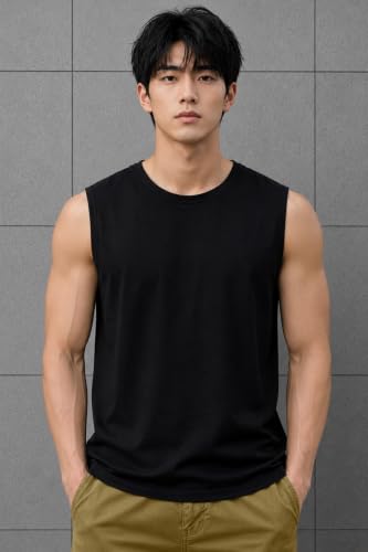 Image of JUGULAR Tank Tops Sleeveless T-Shirt for Men Gym Wear Vest Solid Stylish Round Neck Running for Sports Workout Fitness & Casual or Beach Wear