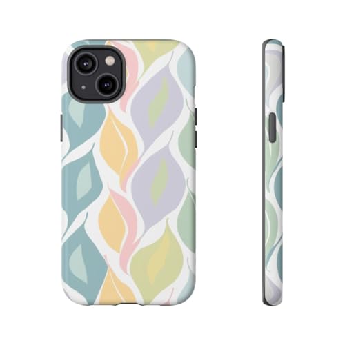 Coque iPhone 14 Plus rigide mate bleue protection motif feuille