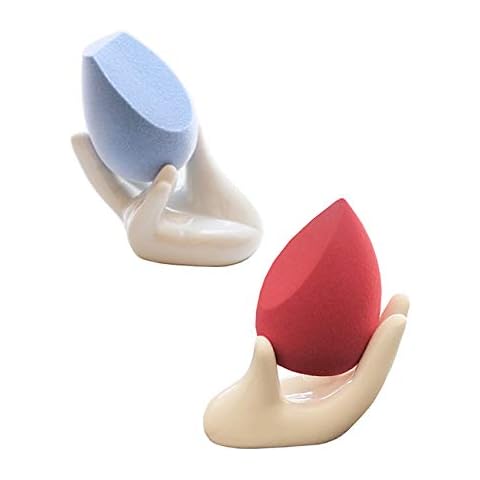 Lemonadeus Unique Ceramic Hand Beauty Blender Sponge Holder Rings Holder Stand Storage Powder Puff Display Stand(2 Pack) Cover