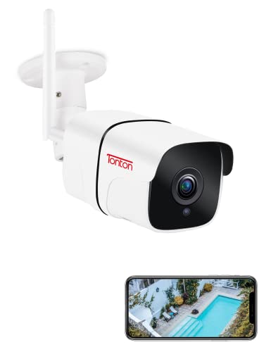 Tonton Cámara de vigilancia al aire libre, WLAN Cámara IP 4MP al aire libre WiFi IP66 a prueba de agua, notificación de alarma, audio de dos vías, ranura para tarjeta SD, RTSP, 30m de visión nocturna