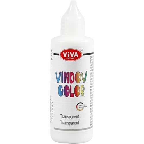 Viva Decor® Window Color (Trasparente, 90 ml) Pittura per finestra per immagini e adesivi per decorazioni, specchi, piastrelle, vasi e finestre – Made in Germany