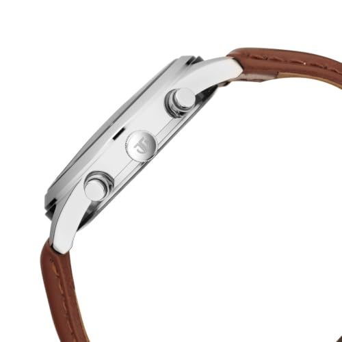 Image of Titan Multifunction Classique Silver White Round Dial Dark Brown Colour Stainless Steel Strap Mens Watch - 10026SL02