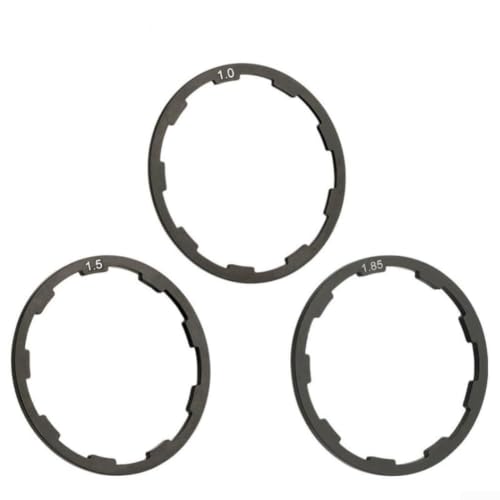 Image of Belnotelt Alloy Bicycle Hub Spacer Set for 7/8/9/10/11 Speed Cassette, CNC Machined 6061 Aluminum Freewheel Shims with Grooved Design for HG Freehub Adjustment(1mm+1.5mm+1.85mm)