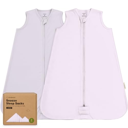 Image of 2-Pack Baby Sleep Sacks, Zipper Wearable Blanket - 0.5TOG Organic Cotton, Lightweight, Soft Cozy Infant Sleeping Sack 3-6 months, Easy to Wear Small Newborn Transition Swaddles Sleepsacks (Lilac)
