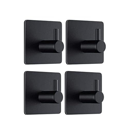Moutek - Selbstklebende Haken, Matt Aluminiumlegierung 5KG Heavy Duty Wandhaken für Badezimmer Küche Wohnzimmer 4er Pack Schwarz