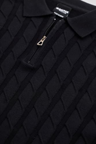 Image of SNITCH Black Knitted Polo T-Shirts