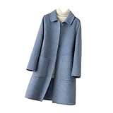 Autumn Winter 100% Wool Coat For Women's Double Faced fleece Elegant Overcoat Long Wool Blend Pea Jackets