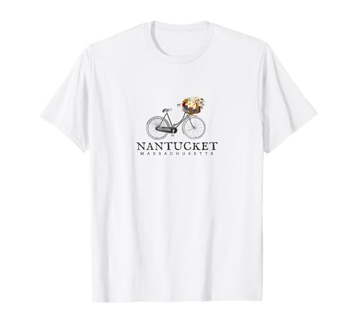 Nantucket Tee, Bike With Flowers Nantucket Mass. T-Shirt