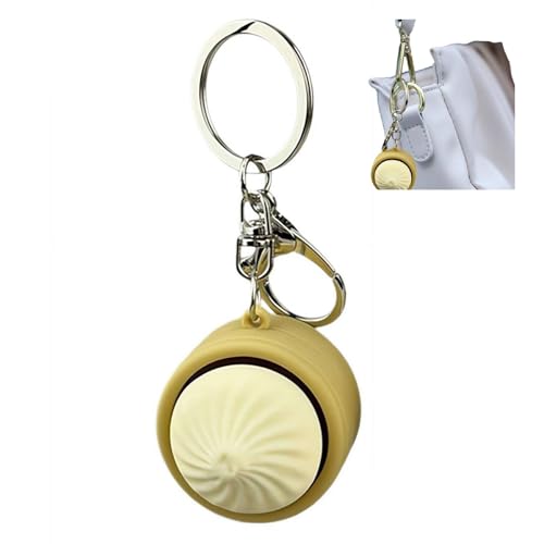 Llavero de bola de estrés con forma de bola de masa hervida, mini llavero de botón de bollo relleno al vapor, llavero antiestrés para aliviar la ansiedad, para teléfono, bolsa, accesorios de