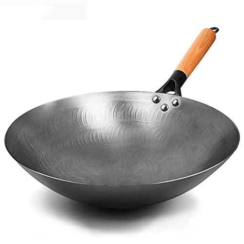 Wok de hierro sin recubrimiento artesanal para cocina a gas miniatura 1