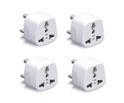 Universal Electrical Conversion Travel Adapter 3 Pin Plug Compatible USA,UK,China & More to India Type D Plug (Pack of 4)