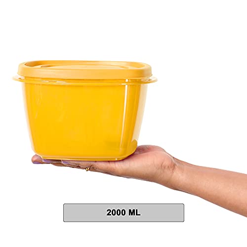Image of Cutting EDGE Snap Tight Eco Plastic Container Set for Pickle, Sauces, Spices, Dry Fruits, Travelling, 12-Pieces (2 L, Yellow)