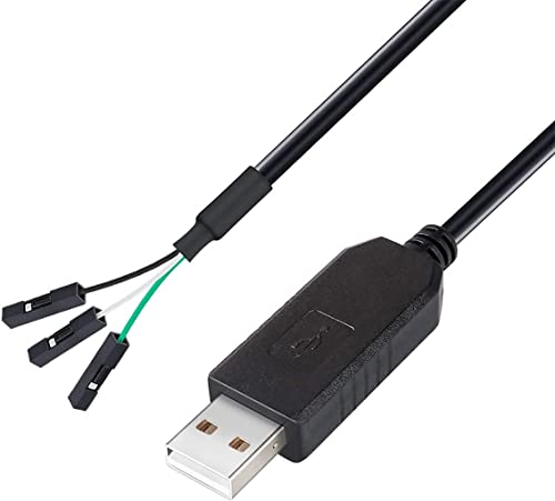 DTECH 3 Pin USB to TTL Serial 3.3V Adapter Cable TX RX Signal 0.1 inch Pitch Female Socket FT232RL Chip Windows 10 8 7 Linux MAC OS (1.8m, Black)