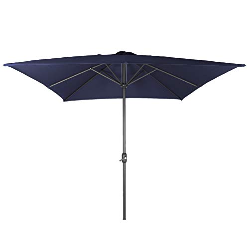 Mojawo Sonnenschutz Kurbelschirm Marktschirm Gartenschirm Sonnenschirm Aluminium Schirm 3m x 3m, Farben:Blau