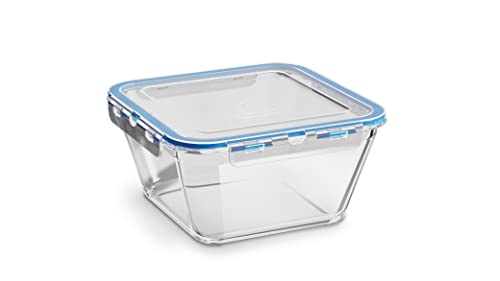 CURVER Glass Airtight Container - 2.4L with Clip Lock - Easy Storage & Keeps Fresh - Freezer & Oven Safe