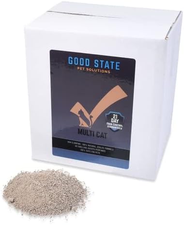 Good State Cat Litter with Zeolite | 100% All Natural | 21-Day Guarantee Odor Protection | Safe | No Perfumes or Smelling Agents | 25 Pounds | Non-Clumping