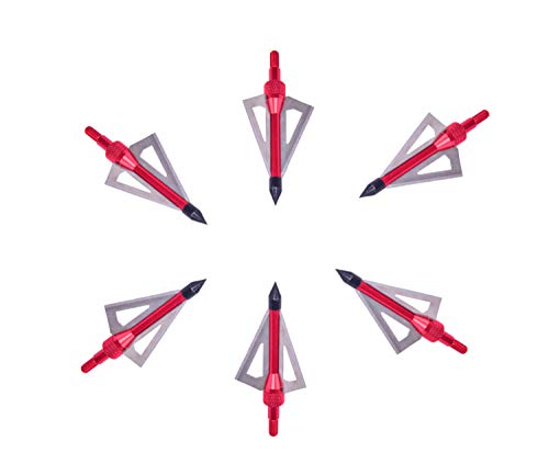 ETU Online 6X Jagdspitzen Pfeilspitzen für Compound Recurve Armbrust und Bogen Alu mit 3 Rasier Klingen aus 430 Edelstahl - Versand aus Deutschland (Rot) Cover