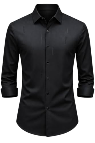 Image of IndoPrimo Men's Regular Fit Satin Designer Shirt with Stylish Vertical Line Sequence | Long Sleeve Formal & Casual Button Down Shirt for Casual and Party Look