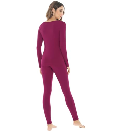 Image of NACHILA Thermal Underwear for Women-Viscose Made from Bamboo,Soft Long Johns Set Base Layer Pajamas Set Long Sleeve Pjs