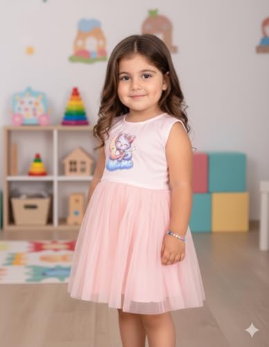 Image of Charming Kids Cotton Frock with Knee Length, Sleeveless Fit & Flare, Round Neck, Zipper Closure | Soft Casual Frock for Girls