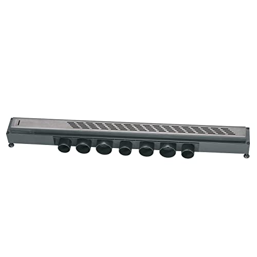 Wirquin 30723956 Caniveau douche à l'italienne Venisio L.700 mm avec grille Line en inox largeur 43 mm design traits, chromé