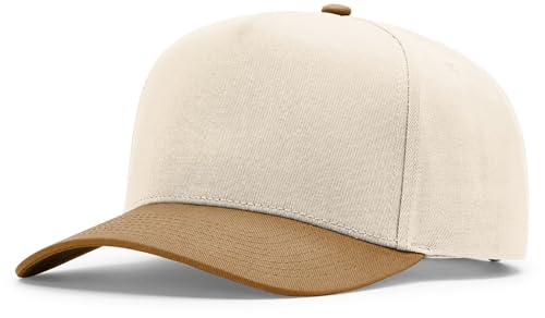 Joe's USA | Richardson 323FPC Full Fabric 5-Panel Champ Cap - 1 Pack - Cream/Cream/Caramel