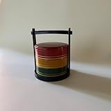 三色三段重箱 木漆 手持台付 おせち料理 お花見 民藝