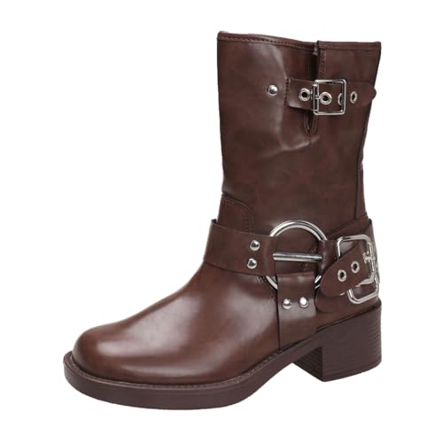 Bottes de cowboy britannique femme en blanc et semelle épaisse pour hiver