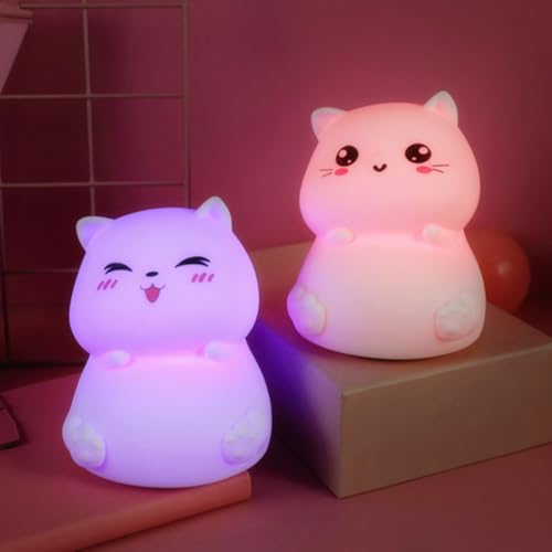 Lámpara de noche de silicona LED Gato recargable USB miniatura 7