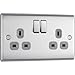 Produktbild Masterplug NBS22G 13 A 2-Gang Metal Brushed Steel Double Pole Switched Socket - Grey Insert by Masterplug